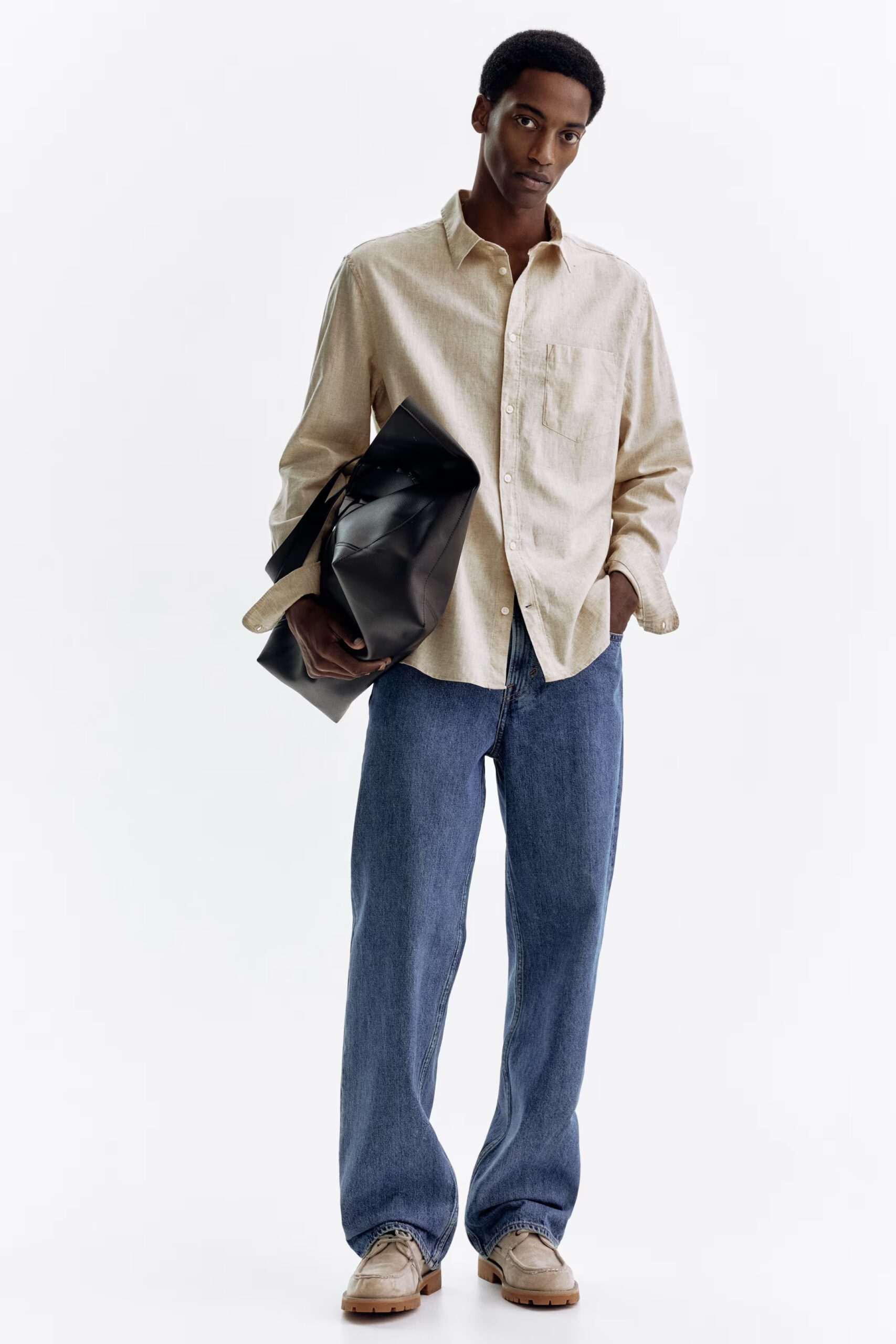 CHEMISE REGULAR FIT EN LIN MÉLANGÉ